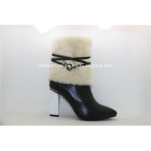 Sexy High Heels Leather Warm Women Fur Boots